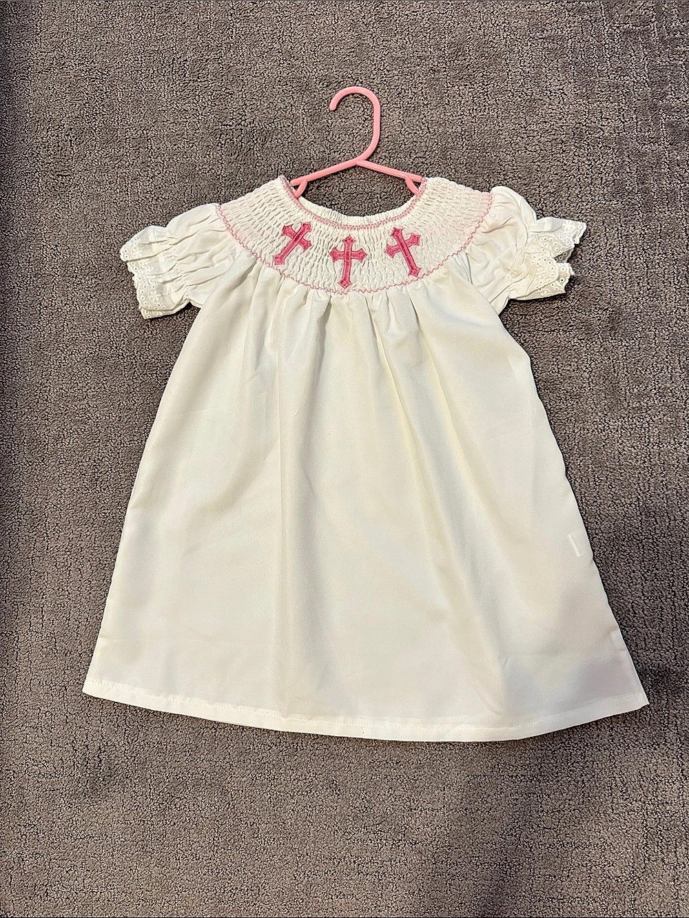 Girls White & Pink Smocked Dress 2-3Y NWOT
